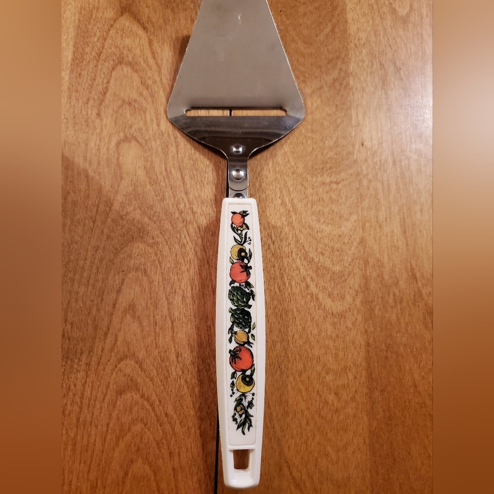 Vintage EKCO Spice Of Life White Handle Cheese Slicer USA  9.5" Stainless Steel